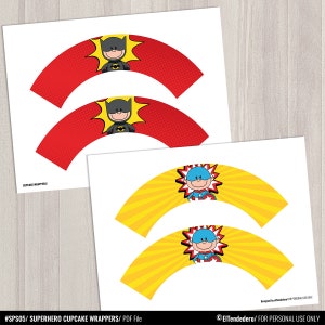Superhero Cupcake Wrappers. Printable Cupcake Wraps Covers. - Etsy