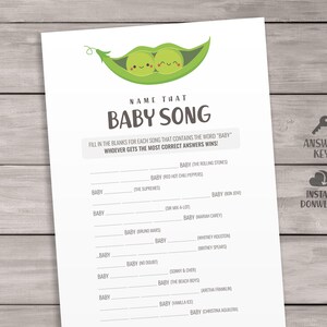 Name That Baby Song Game Cards. Printable Twin Baby Shower - Etsy