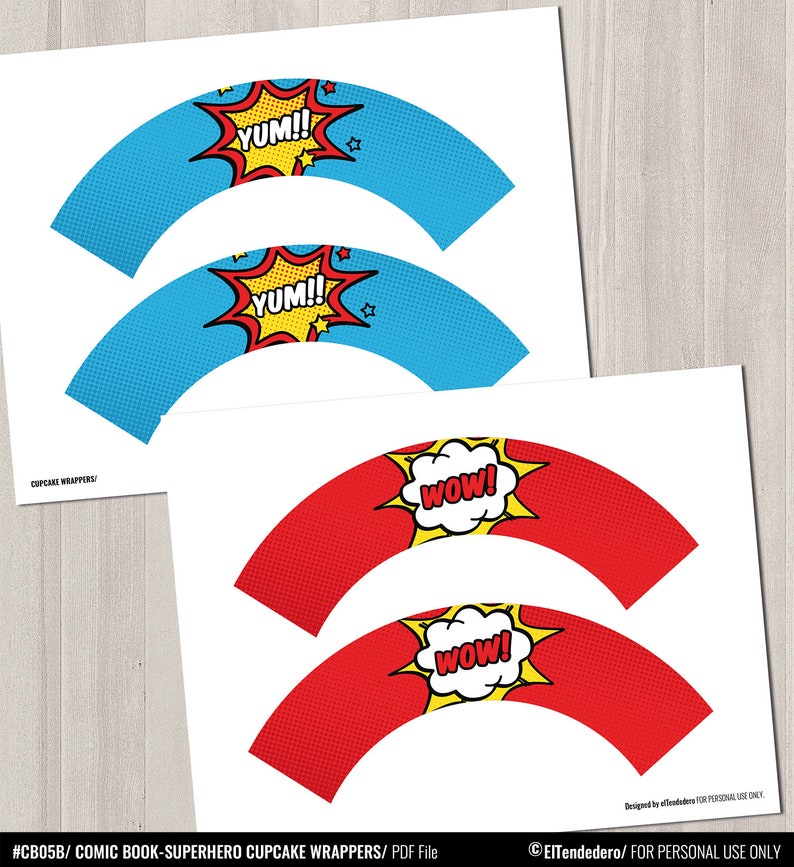 Superhero Cupcake Wrappers. Printable Cupcake Wraps. Gender - Etsy