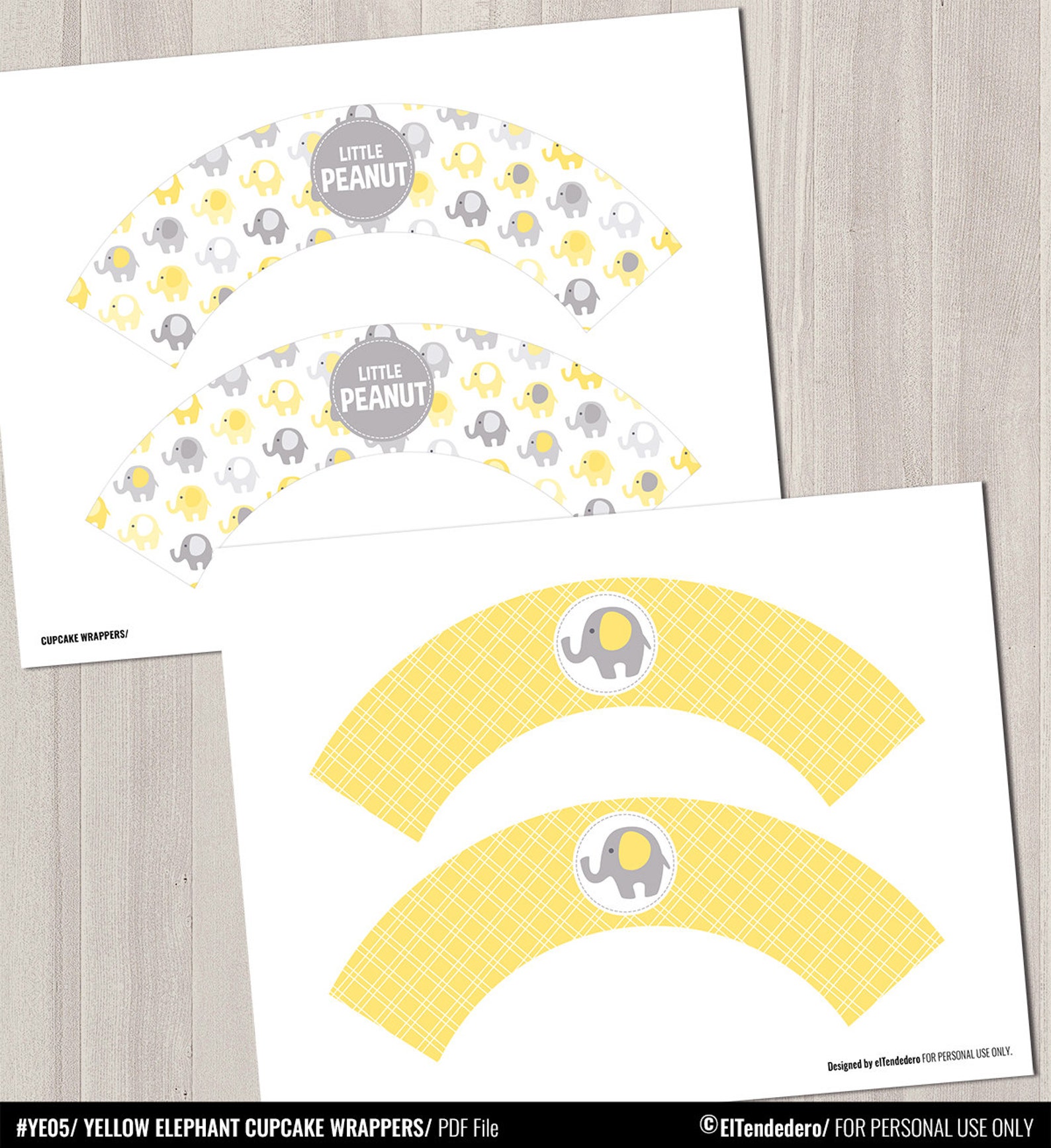 Elephant Cupcake Wrappers. Printable Cupcake Wraps. Gender - Etsy