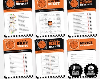 Basketball Baby Shower Games Package - Printable Sports Game Cards - Funny Baby Games, Baby Boy - Sports Baby Shower Activities - It's a Boy