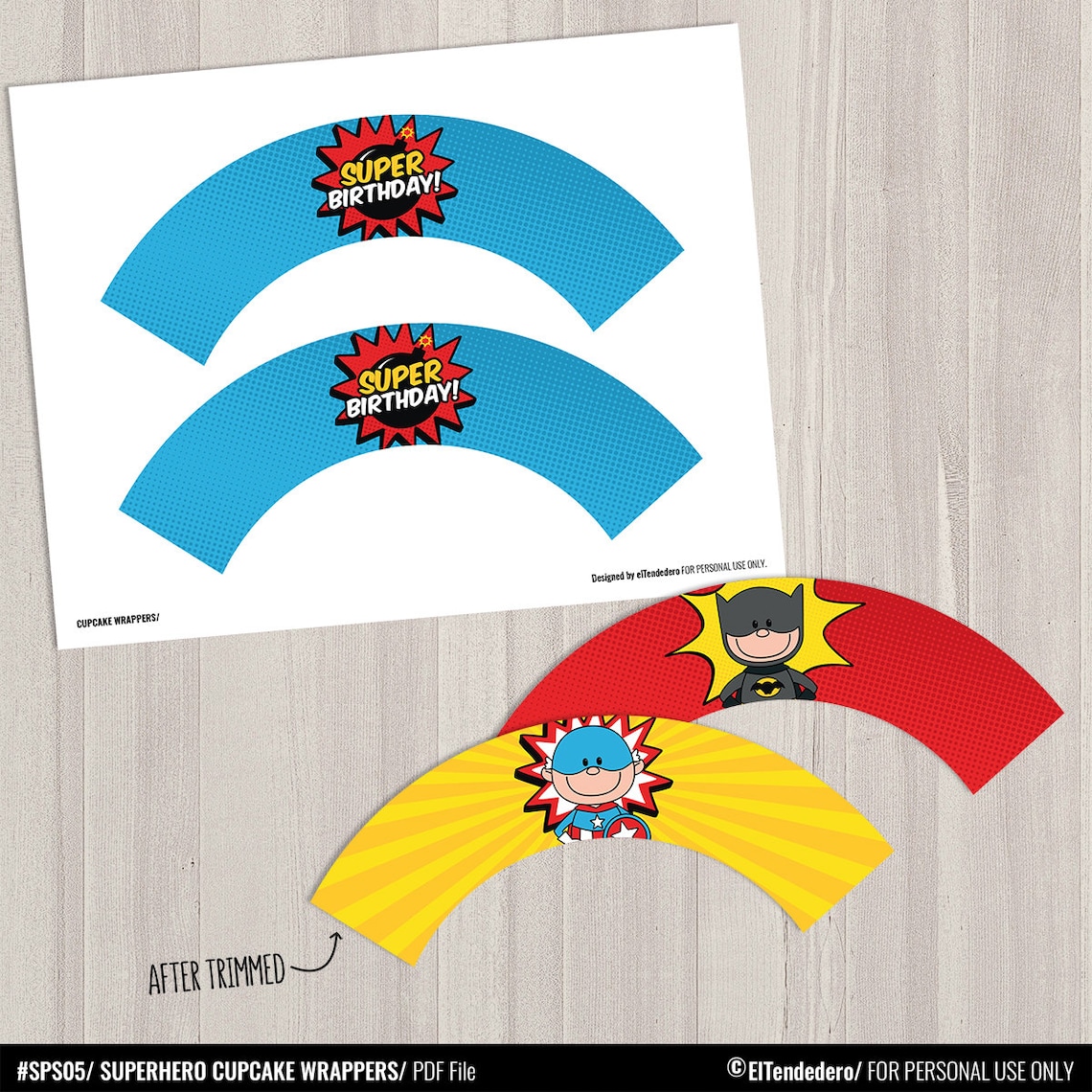 Superhero Cupcake Wrappers. Printable Cupcake Wraps Covers. - Etsy