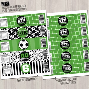 SELF EDITABLE Soccer Water Bottle Labels. Sports Party Labels. Printable Birthday Bottle Wrappers. DIY Wraps. Soccer Team Labels. Kids Decor image 2