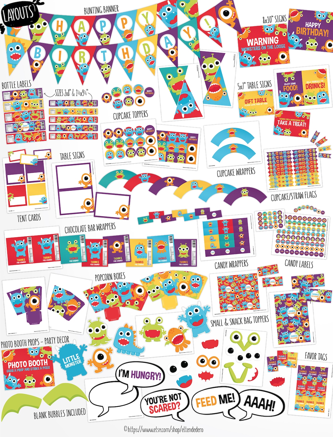 Little Monster Birthday Decorations Package. Printable Kids | Etsy