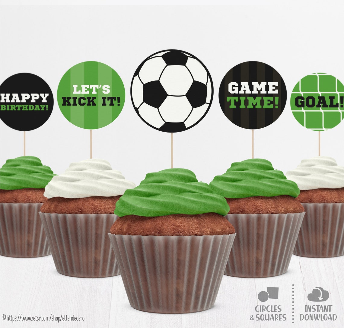Soccer Cupcake Toppers. Printable Cupcake Decor. Dessert Etsy