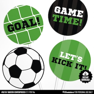 Soccer Birthday Centerpieces. Football Team Table Centerpieces - Soccer Theme Kids Birthday Party Table Decor - Printable Centerpieces