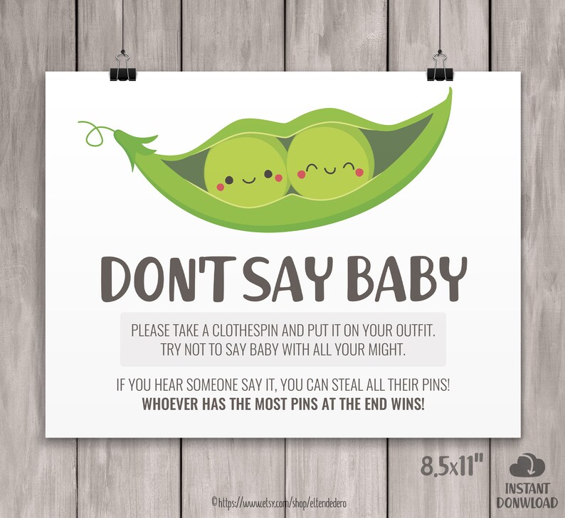Dont Say Baby Game Don't Say Baby Sign Twin Baby Etsy