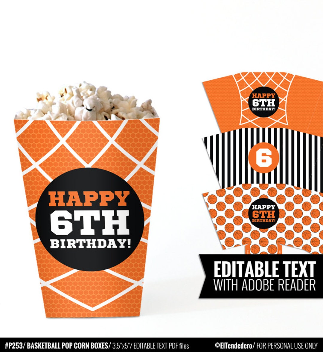 Basketball Popcorn Boxes. Printable Favor Boxes Treat Boxes. Etsy