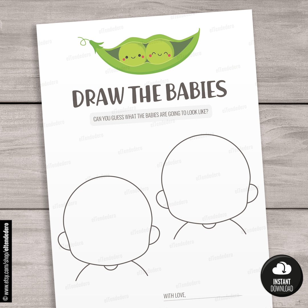 Draw the Baby Game Cards Cards. Two Peas in a Pod Printable Twin Baby ...