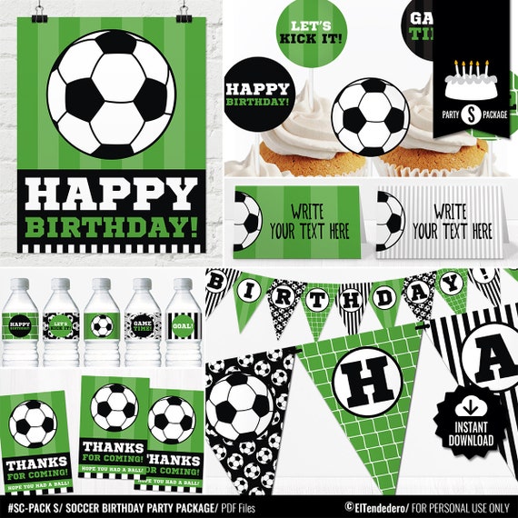 Soccer Birthday Party Decorations Package Printable Soccer Etsy