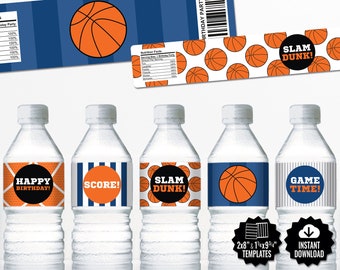 Basketball Water Bottle Labels. Sports Party Labels. Printable | Etsy
