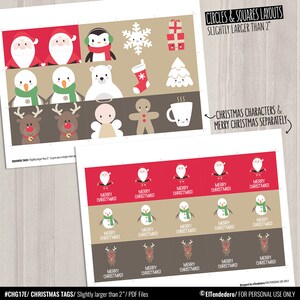 Christmas Circle Tags. Printable Round Gift Tag Labels Treat - Etsy