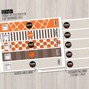 Basketball Water Bottle Labels. Sports Party Labels. Printable - Etsy