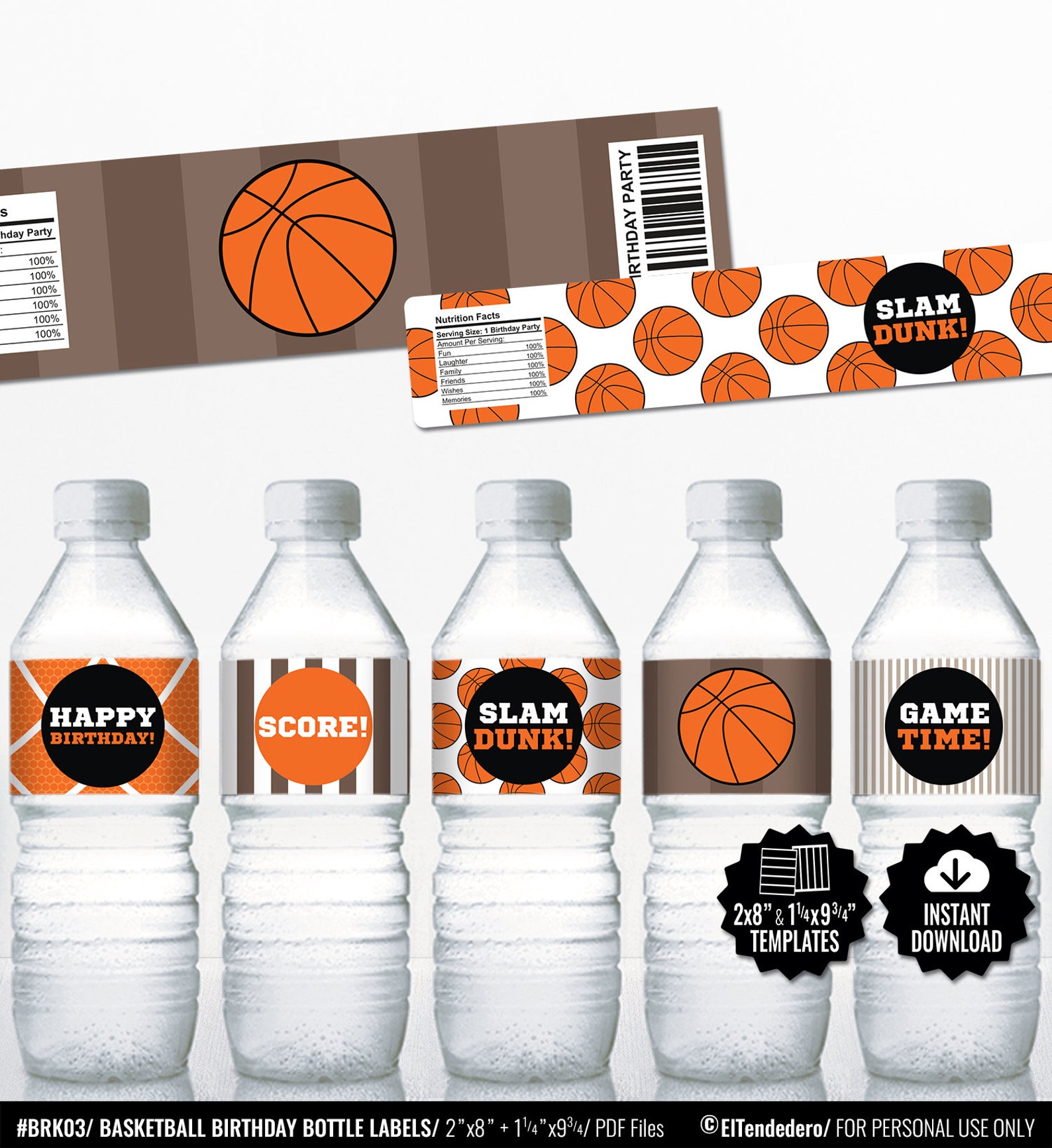 Basketball Water Bottle Labels. Sports Party Labels. Printable | Etsy