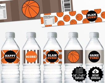 Basketball Water Bottle Labels. Sports Party Labels. Printable | Etsy