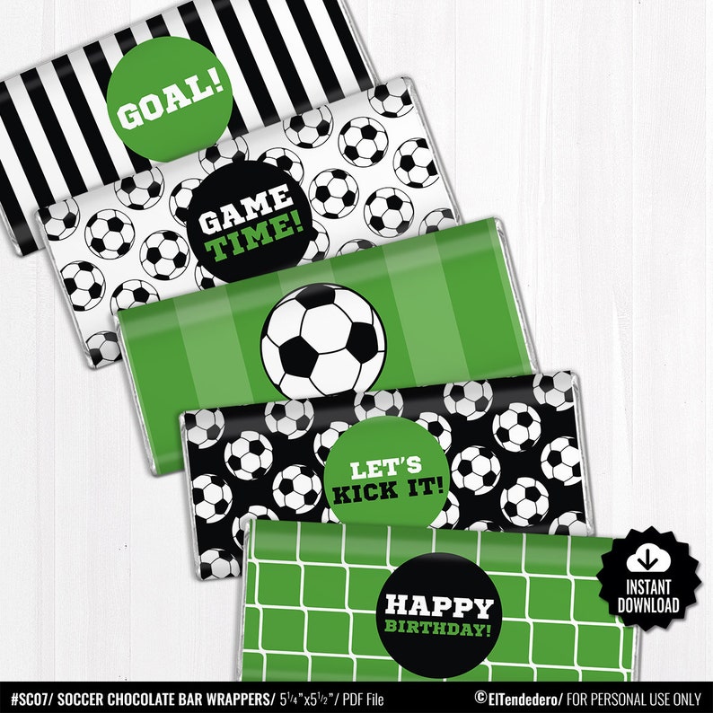 Soccer Chocolate Bar Wrappers. Birthday Chocolate Bar Wraps. Printable Party favors. Football Large Candy Bar Labels. Team Sports Decor image 1