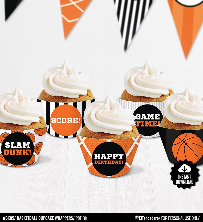 Basketball Cupcake Wrappers. Printable Cupcake Wraps Covers. Etsy