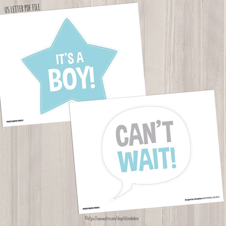 Funny Baby Shower Photo Booth Props. Blue Elephant Photo Props Etsy