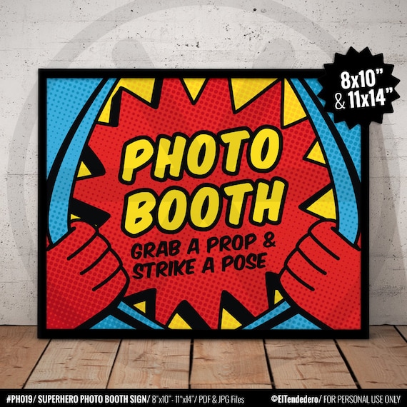 Superhero Photo Booth Sign. Printable Comic Book Photobooth. | Etsy