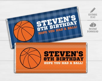 Basketball Chocolate Bar Wrappers. Birthday Chocolate Bar Wraps. Printable Party favor. Basketball Team Large Candy Bar Labels. Sports Decor