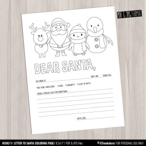 PRINTABLE Letter to Santa Coloring Page. Christmas Holidays Games for ...