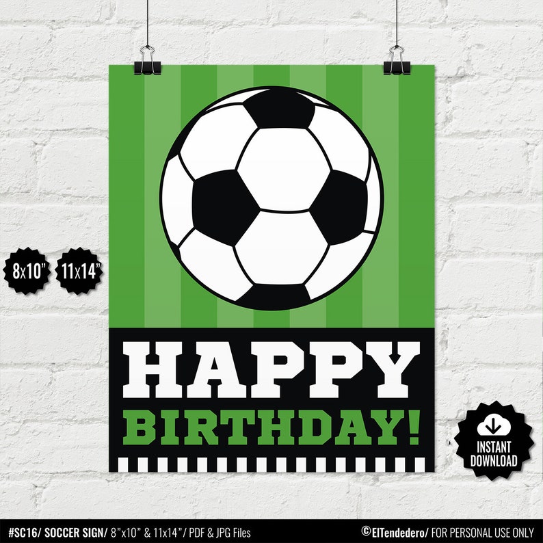 Soccer Happy Birthday Sign. Printable Kids Etsy