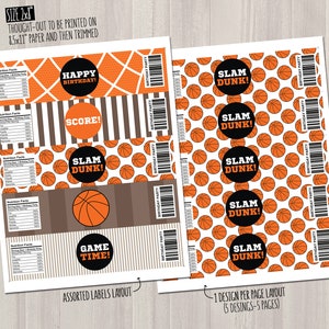 Basketball Water Bottle Labels. Sports Party Labels. Printable - Etsy
