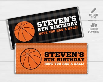 Basketball Chocolate Bar Wrappers. Birthday Chocolate Bar Wraps. Printable Party favor. Basketball Team Large Candy Bar Labels. Sports Decor