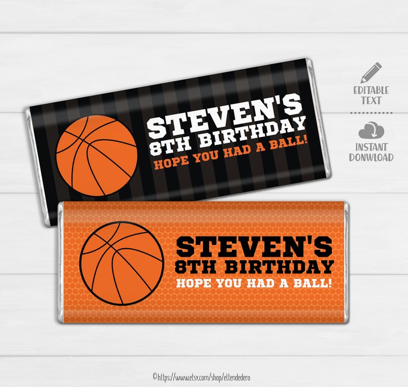 Basketball Chocolate Bar Wrappers. Birthday Chocolate Bar | Etsy