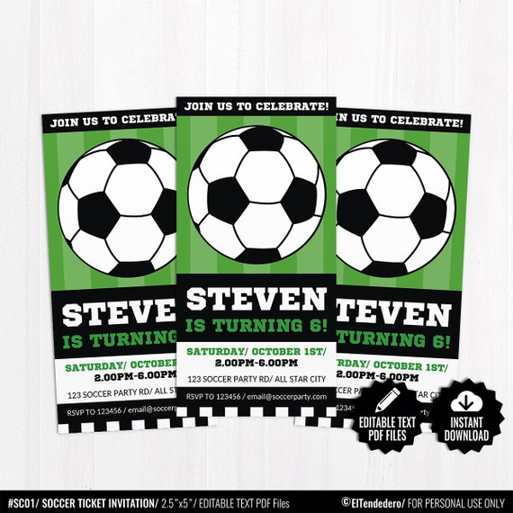 editable soccer ticket invitation template printable sports etsy soccer party invite template