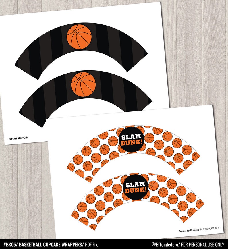 Basketball Cupcake Wrappers. Printable Cupcake Wraps Covers. Etsy