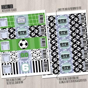 SELF EDITABLE Soccer Water Bottle Labels. Sports Party Labels. Printable Birthday Bottle Wrappers. DIY Wraps. Soccer Team Labels. Kids Decor image 3