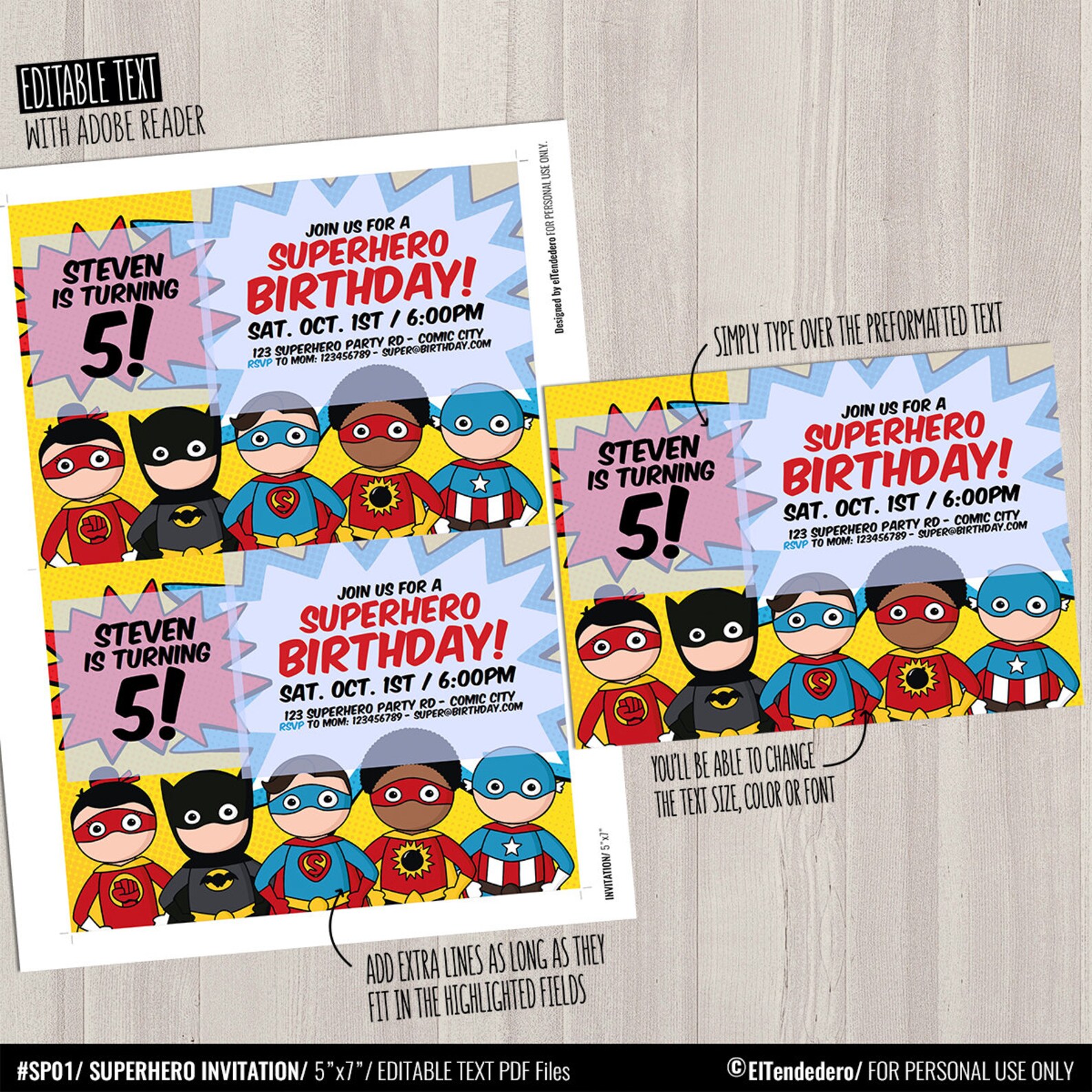 Superhero Invitation Template Printable Superheroes Comic | Etsy