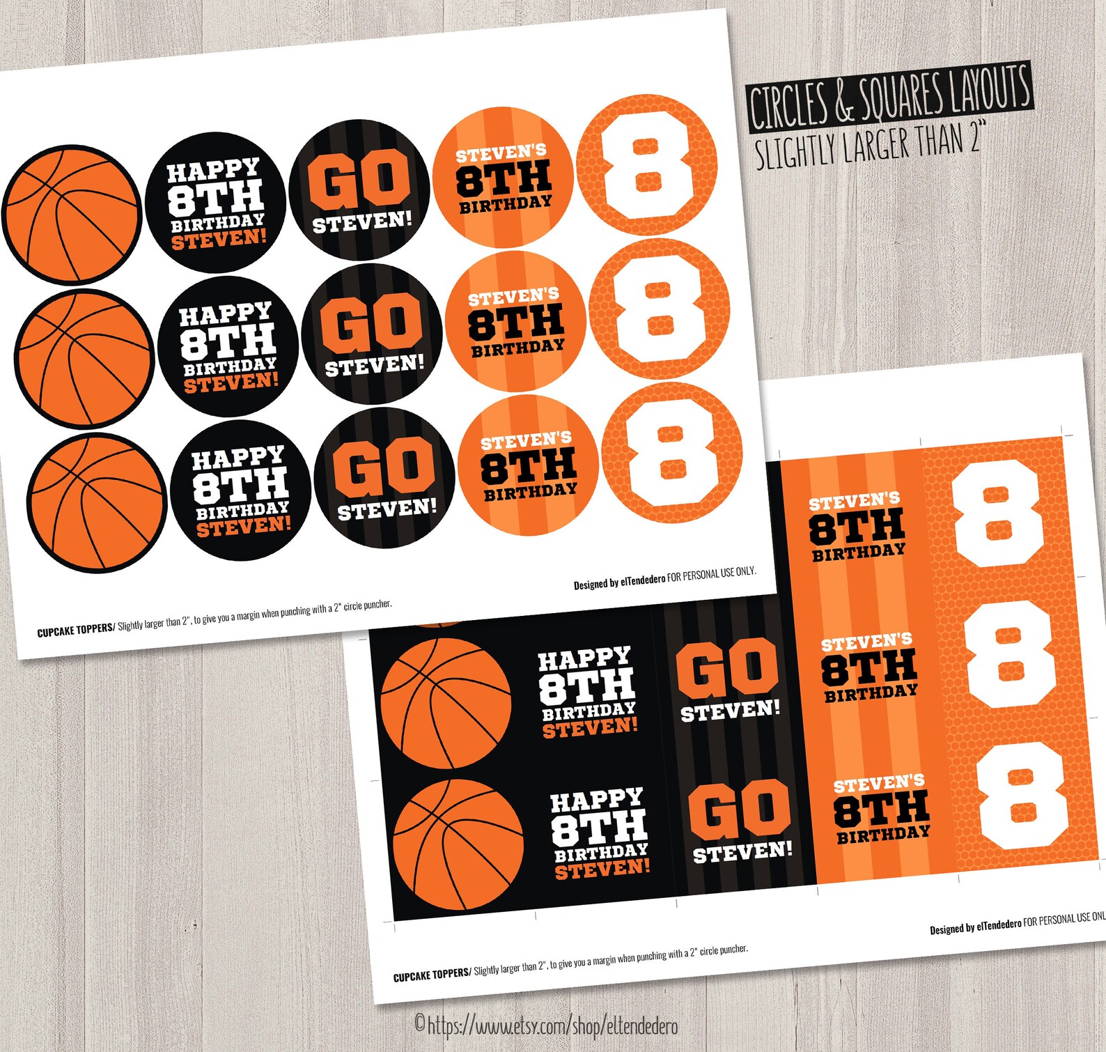 Basketball Cupcake Toppers. Printable Cupcake Decor. Editable Etsy