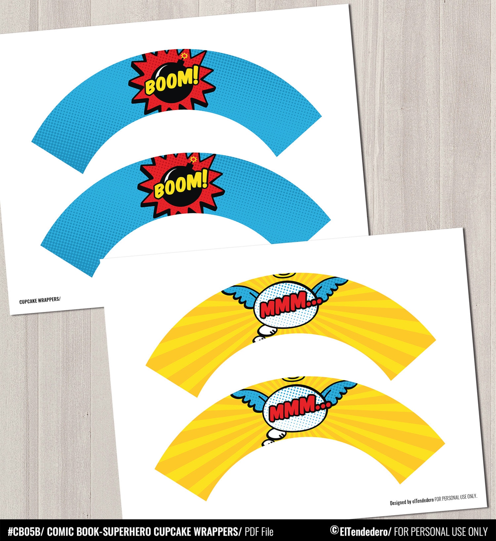 Superhero Cupcake Wrappers. Printable Cupcake Wraps. Gender - Etsy