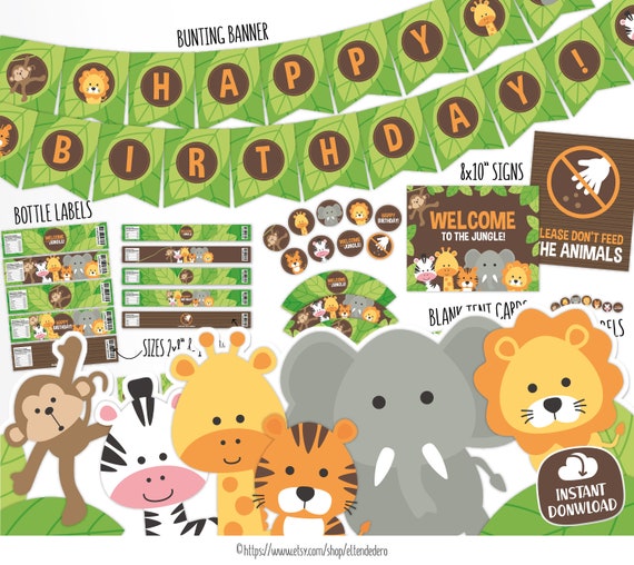 Jungle Theme Birthday Banner Jungle Party Decorations 