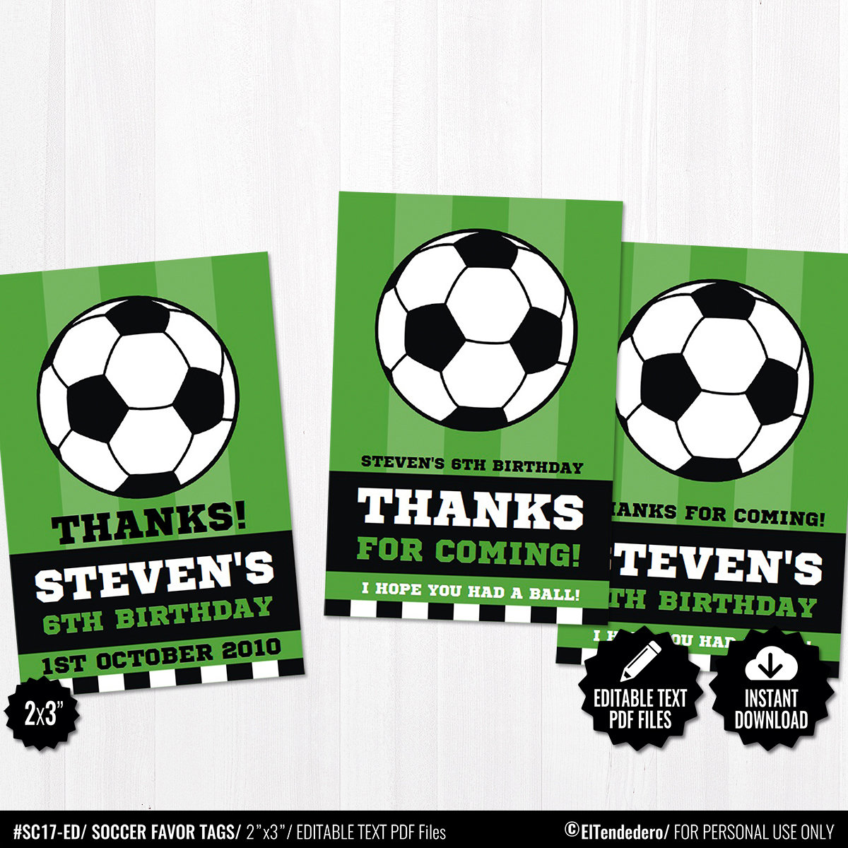 Printable Soccer Thank You Tags