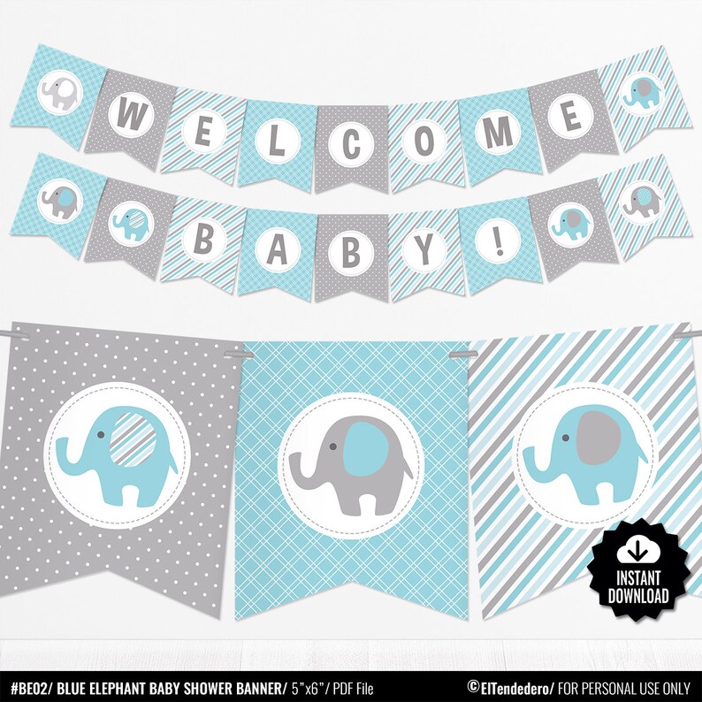 Blue Elephant Baby Shower Banner Boy Baby Banner Blue And Gray Baby Shower Decorations Baby Boy Decor Printable Garland Blue Elephant Baby Shower Banner Boy Baby Banner Blue And Gray Baby Shower Decorations Baby Boy Decor Printable Garland