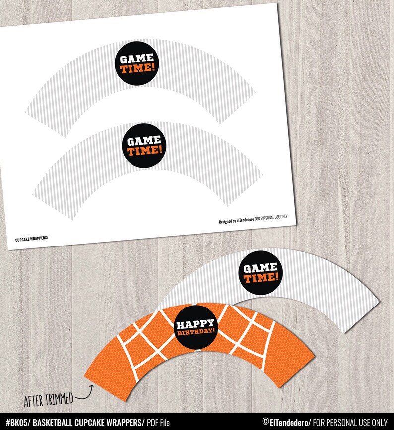 Basketball Cupcake Wrappers. Printable Cupcake Wraps Covers. Etsy