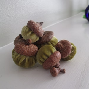 7 Silk Velvet Acorns Topped With Real Acorn Caps