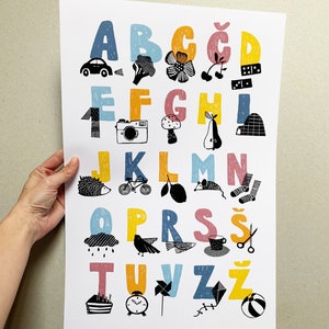 Alphabet and Numbers poster, Educational prints made by Klavdija Zupanc, Nursery room decor, kidsroom decor image 2