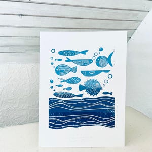 FISHES Original linocut Artwork / Illustrated by Klavdija Zupanc