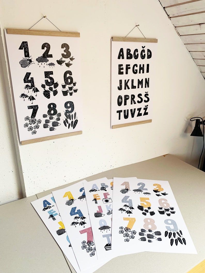 Alphabet and Numbers poster, Educational prints made by Klavdija Zupanc, Nursery room decor, kidsroom decor image 5