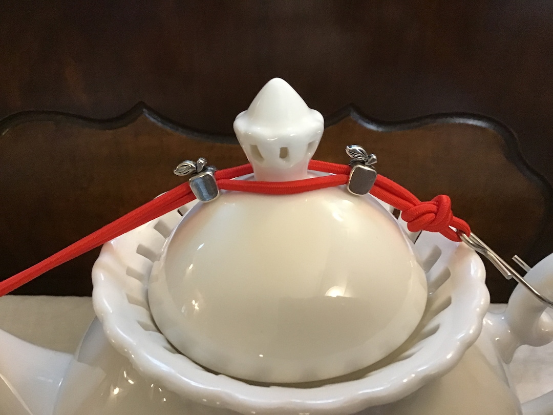Large Teapot Lid Holder & Drip Catcher red With Apple Beads Etsy