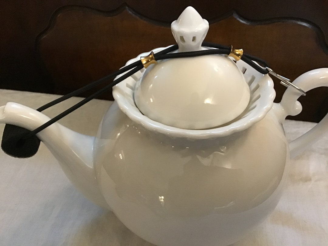 Large Teapot Lid Holder & Drip Catcher black/gold, Perfect for