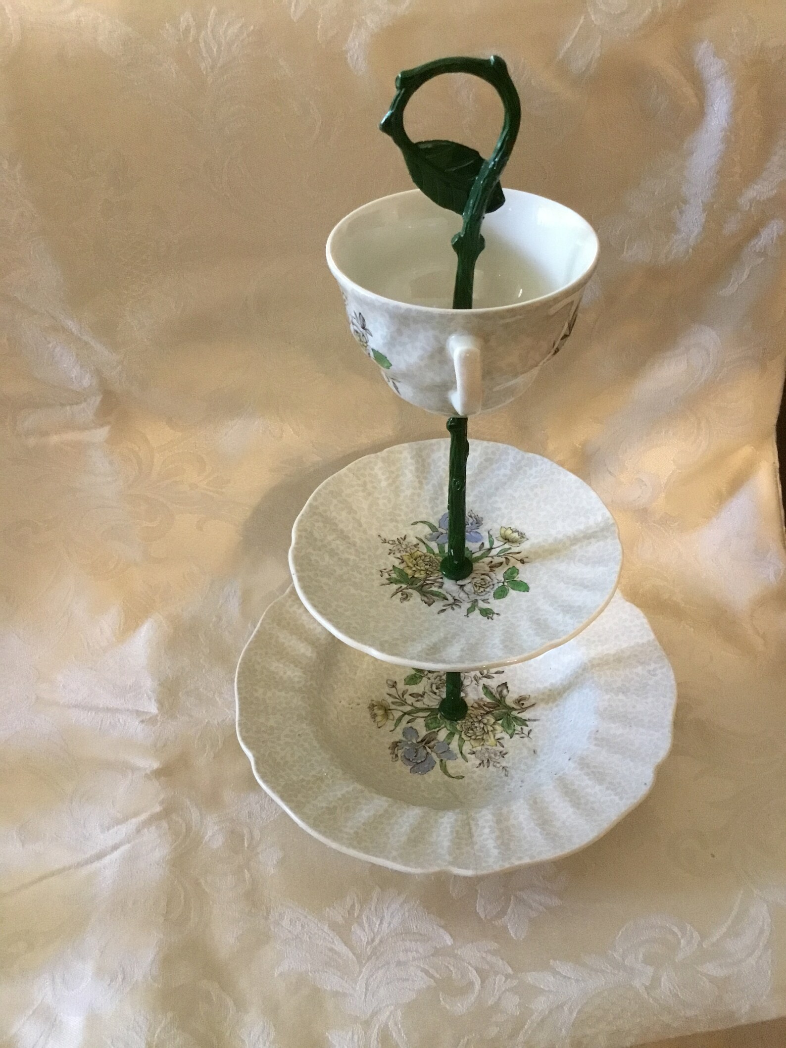 Three tier tea tray recycled Royal Doulton China Etsy