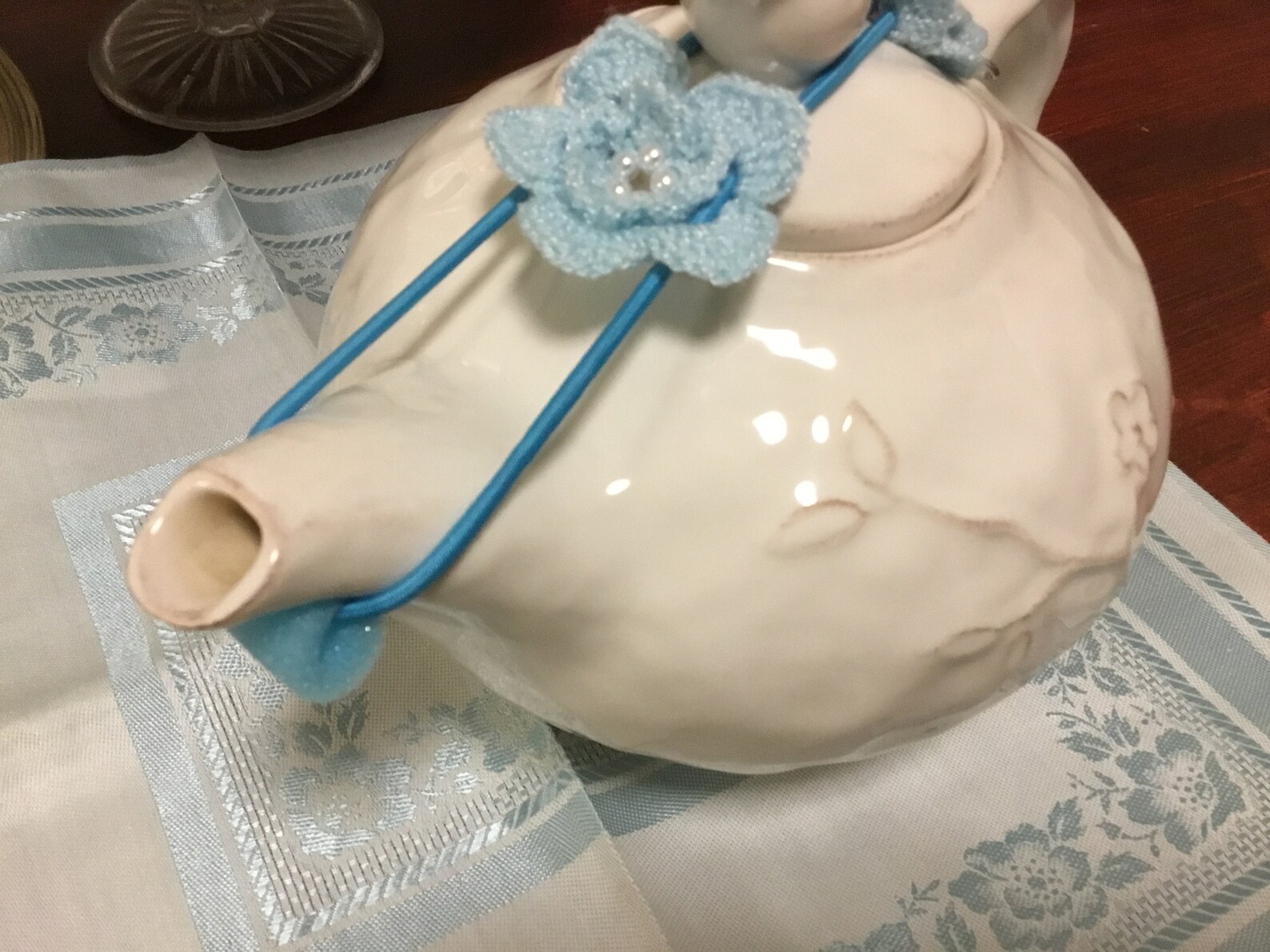Large Blue Teapot Lid Holder Drip Catcher. Perfect for Etsy