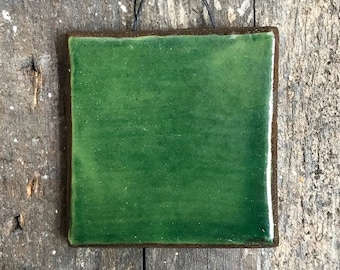 Green handmade tiles, 45x45 mm. For the craft lover.