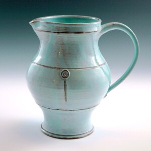 Turquoise handmade pitcher. Gift for whine lovers.