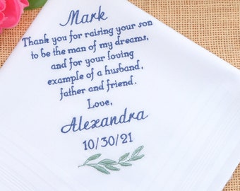 Father of the groom gift, father in law gift, father of the groom handkerchief, wedding handkerchief embroidered  hankerchief hanky gift